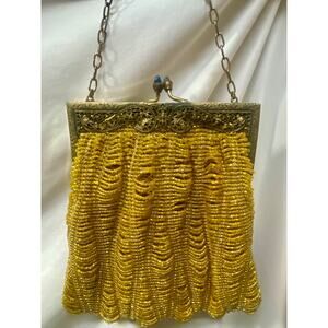 Late Edwardian Early 1920 Seed Bead Purse Antique Flapper Bag Vintage Cabochons